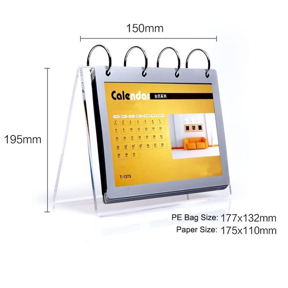 bespoke inverted V-slide clear acrylic flip calendar paper organizer holder with 6 PVC bags sign menu stand