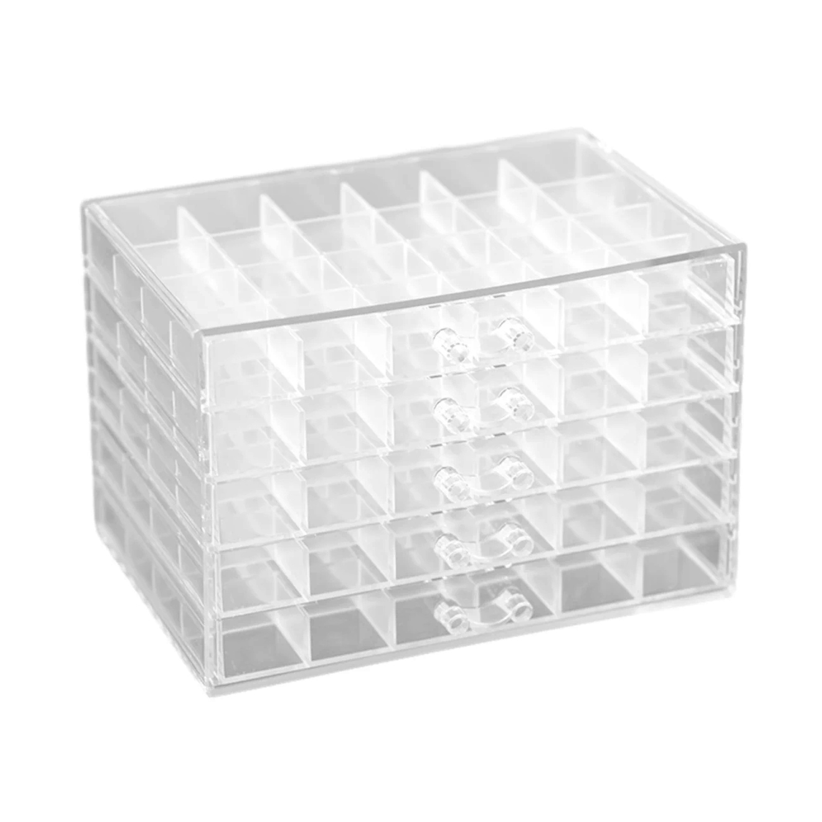 Detachable Acrylic Jewelry Organizer Box with 120 Grids Jewelry Display Stand Drawer Nail Tip Case Earring Necklace Storage Box