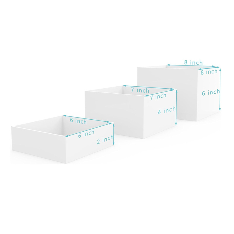 bespoke 3pcs set white acrylic buffet riser food figure display stand pedestal 5-sided nesting cubes