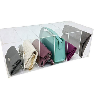 bespoke 6 slots acrylic clear handbag evening bag display organizer lucite purse storage box shelf