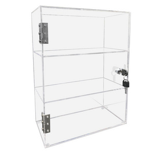 Acrylic Display Case with Key Lock 3 Shelf Assembled Clear Locking Display Case for Figures Rock Collectibles