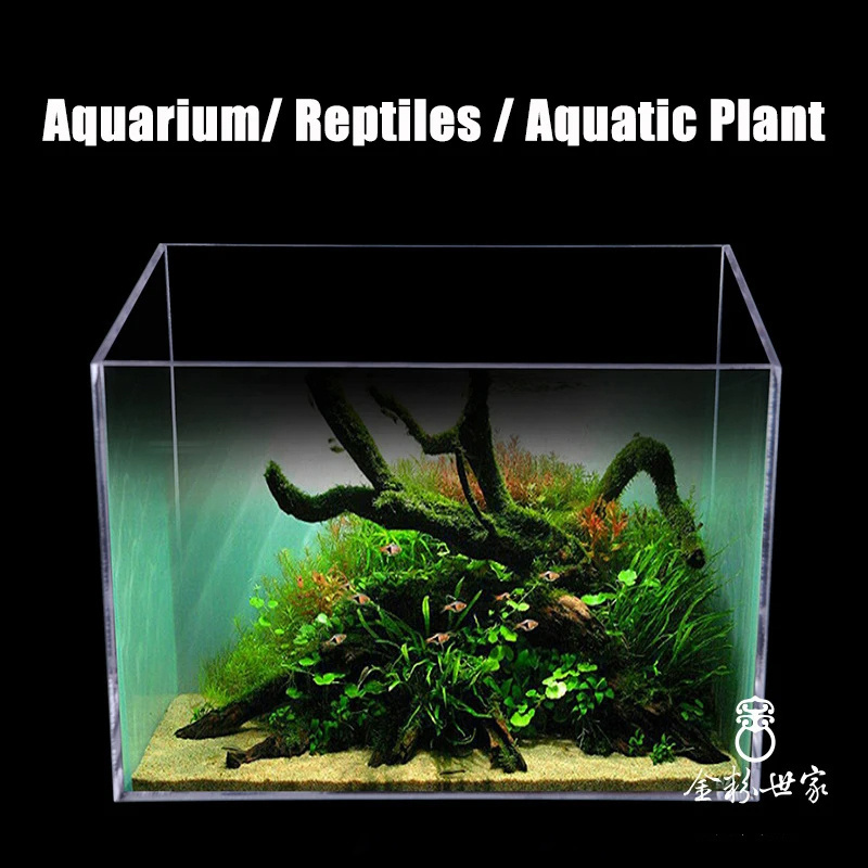 Shatterproof Transparent Acrylic Fish Tank Desktop Small Rectangular Aquatic Plants Tank Reptiles Tank Aquarium Accessories