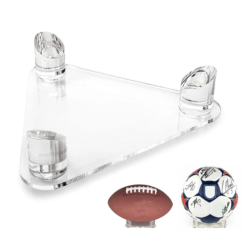 Desktop Clear Acrylic Basketball Stand Acrylic Triangle Football Display Stand Holder for Room Decoration