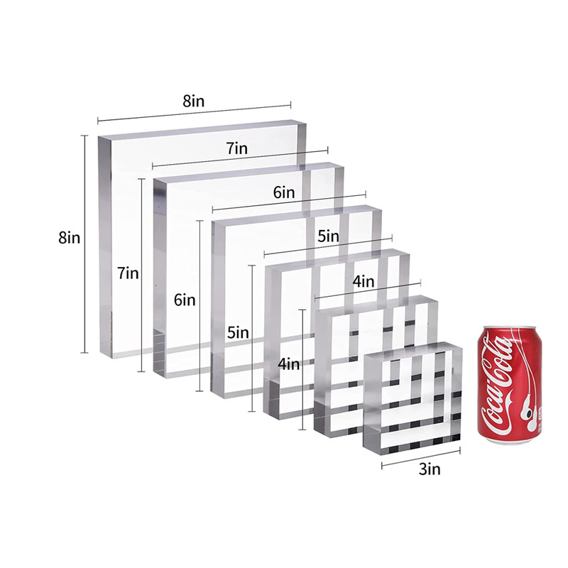 bespoke square acrylic lucite clear cube display block polished pedestal stand riser solid base