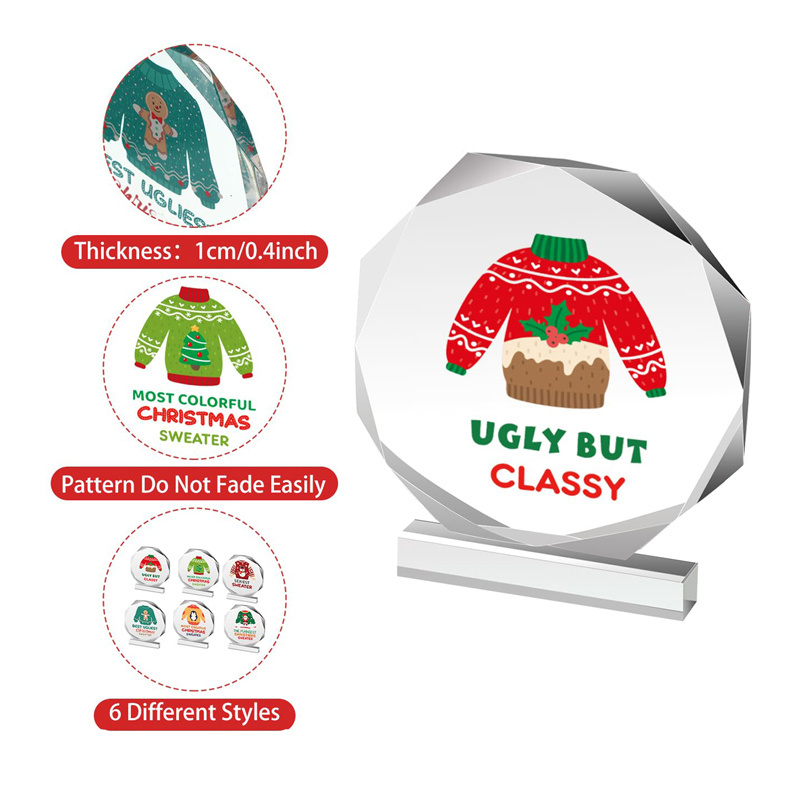 Acrylic Christmas Sweater Trophies Sweater Trophy Acrylic Ugly Sweater Contest Prize for Xmas Winner Holiday Party Trophy