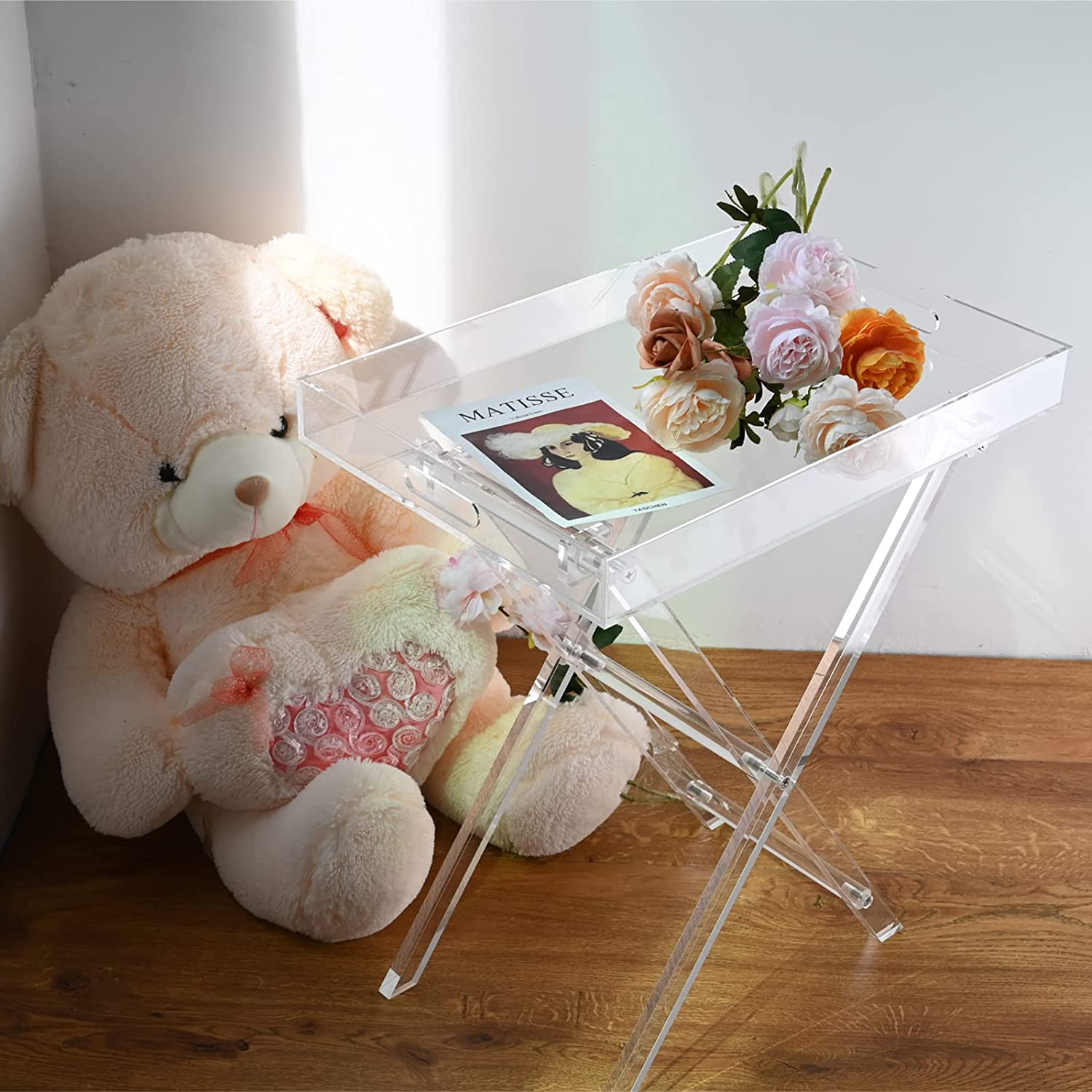 bespoke clear acrylic tea coffee folding tray table for home decor lucite side table sofa end table