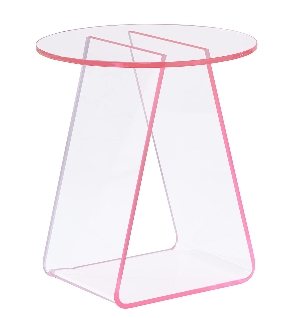 Clear Pink Color Acrylic End Table Modern Fashion Design Acrylic Nightstand Coffee Table for Living Room