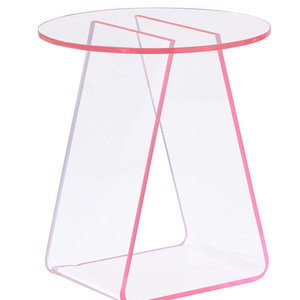 Clear Pink Color Acrylic End Table Modern Fashion Design Acrylic Nightstand Coffee Table for Living Room