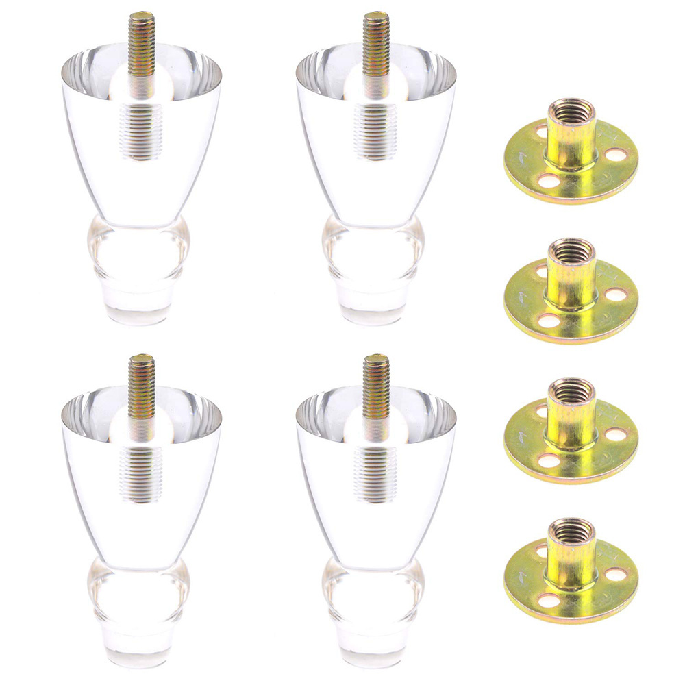 Heavy Duty Acrylic Furniture Legs Clear Plexiglass Chair Table Legs Modern Home Decor DIY Sofa Feets Replacement Mounting Screws