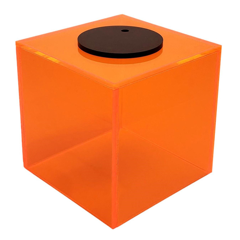 Neon Orange Acrylic Display Box Decorative Cube Stands Trays Bins