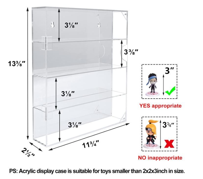 bespoke mirrored back clear acrylic locking figurine display case lucite funko pop showcase cabinet