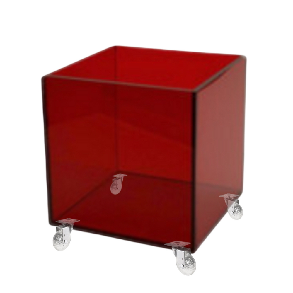 bespoke colorful acrylic square cube nightstand on wheels lucite split coffee table beside table