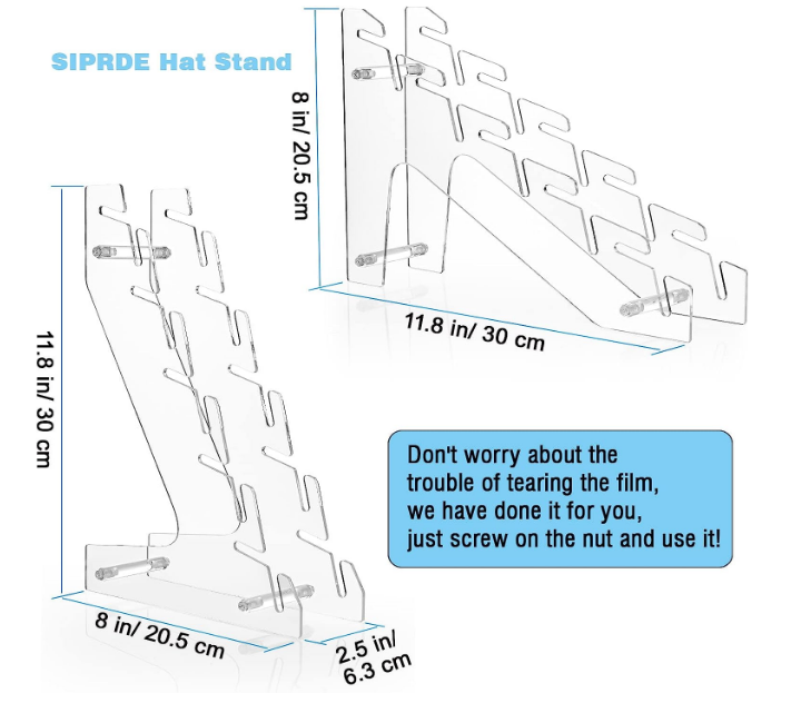 bespoke clear acrylic free standing hat display rack for baseball hat lucite hat stand organizer
