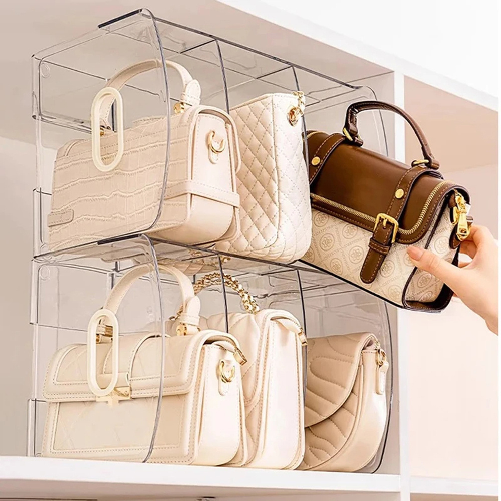 Transparent Bag Display Handbag Storage Partition Board Shelf Cabinet Stacked Closet Acrylic Purse Divider Organizers Books Rack