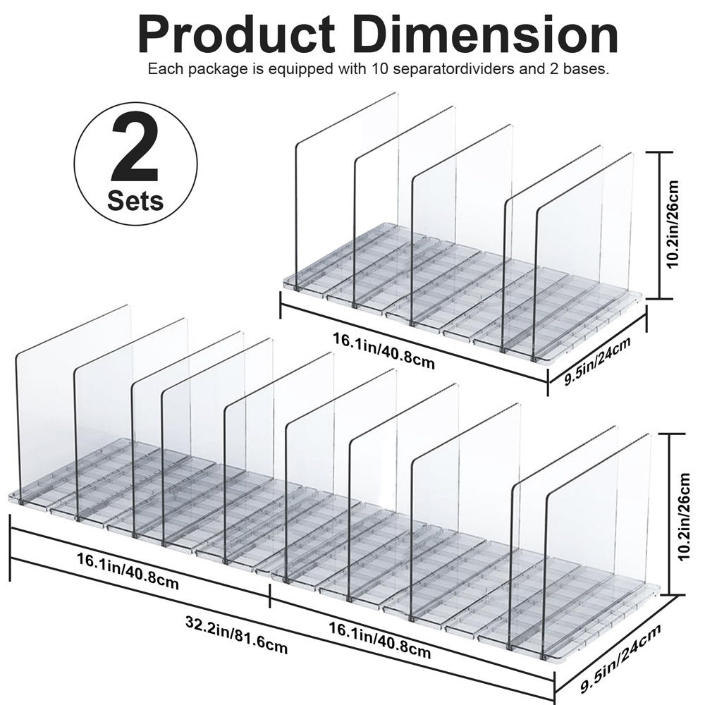 Acrylic Purse Organizer for Closet 10 Layers Clear Shelf Dividers Adjustable Handbag Organize for Closet