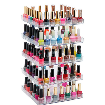 4 tier 360 rotation acrylic nail polish tower stand makeup lipstick organizer holder