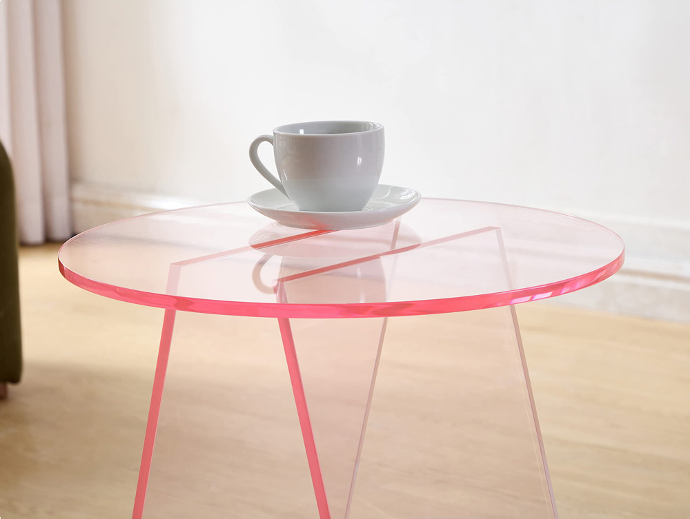 Clear Pink Color Acrylic End Table Modern Fashion Design Acrylic Nightstand Coffee Table for Living Room