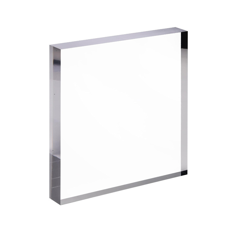 bespoke square acrylic lucite clear cube display block polished pedestal stand riser solid base