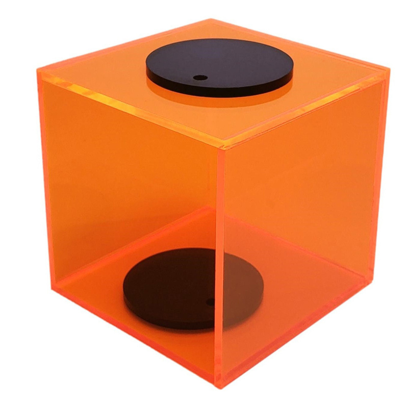 Neon Orange Acrylic Display Box Decorative Cube Stands Trays Bins