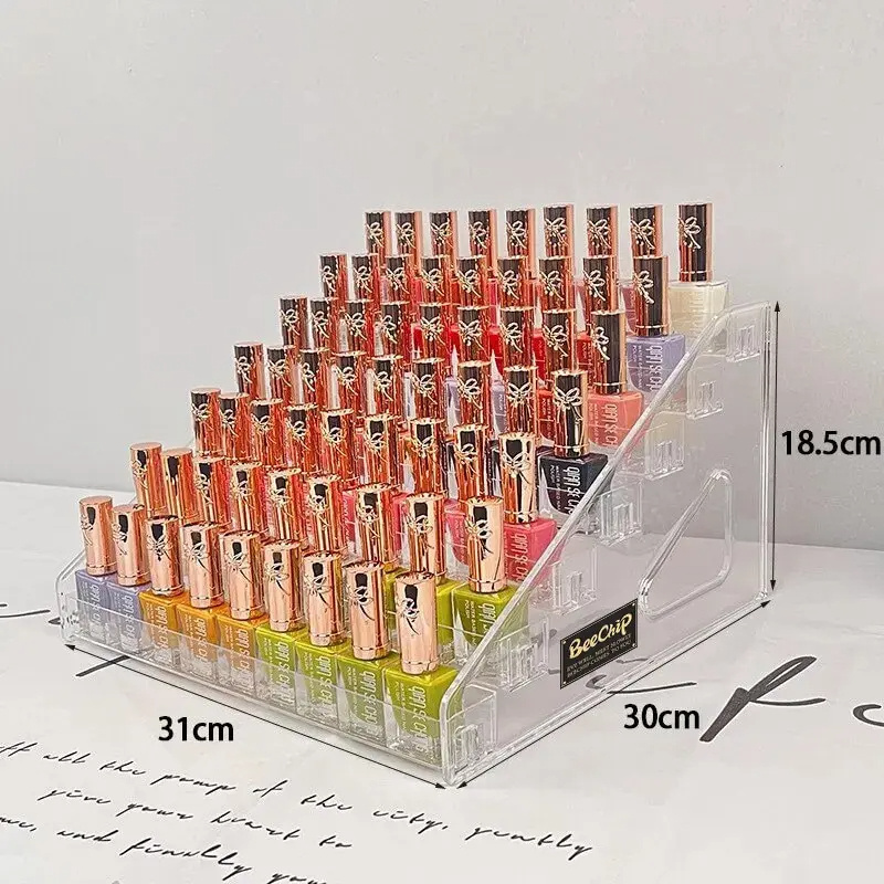 Nail Polish Acrylic Display Table  Cosmetics Desktop Display Lipstick Lip Gloss Transparent Shelves