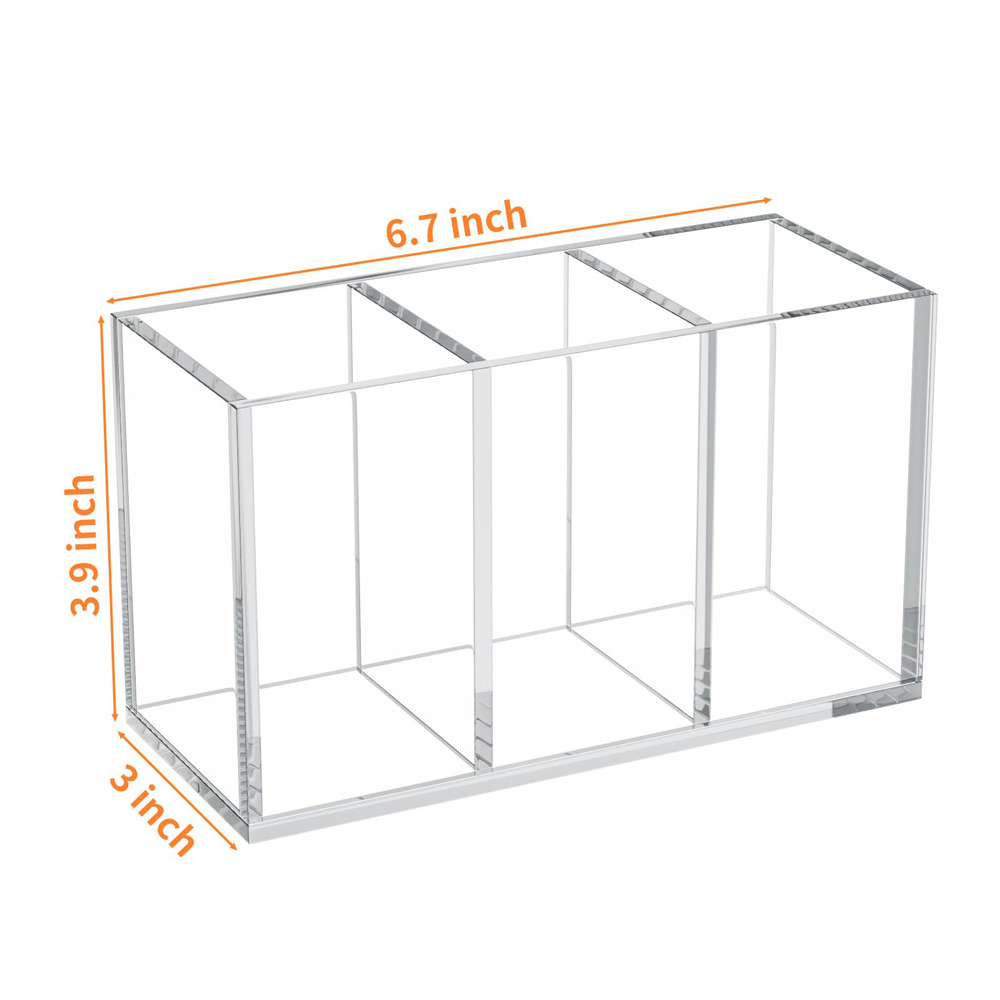 Customized Clear Acrylic Pen Holder Desktop Pencil Cup for Marker Ruler Eraser Acrylic Makeup Organizer