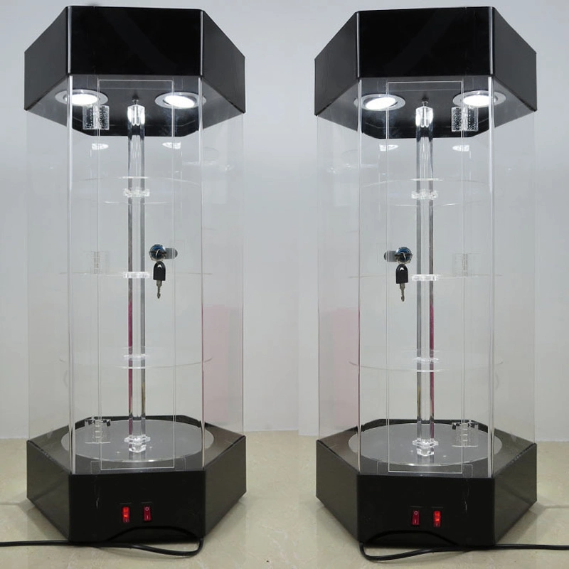 Countertop 360 Rotating Jewellery Display Cabinet with Lock and Key Acrylic Jewel Box