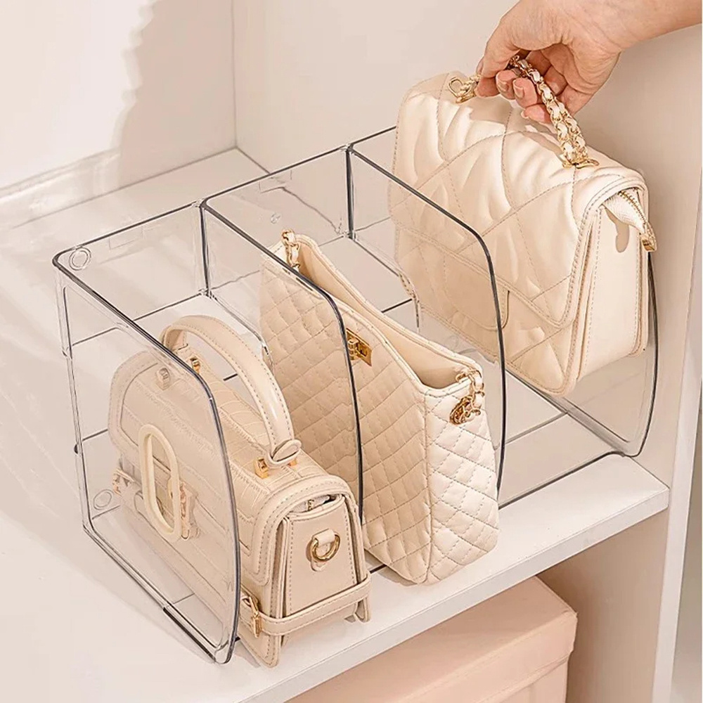 Transparent Bag Display Handbag Storage Partition Board Shelf Cabinet Stacked Closet Acrylic Purse Divider Organizers Books Rack