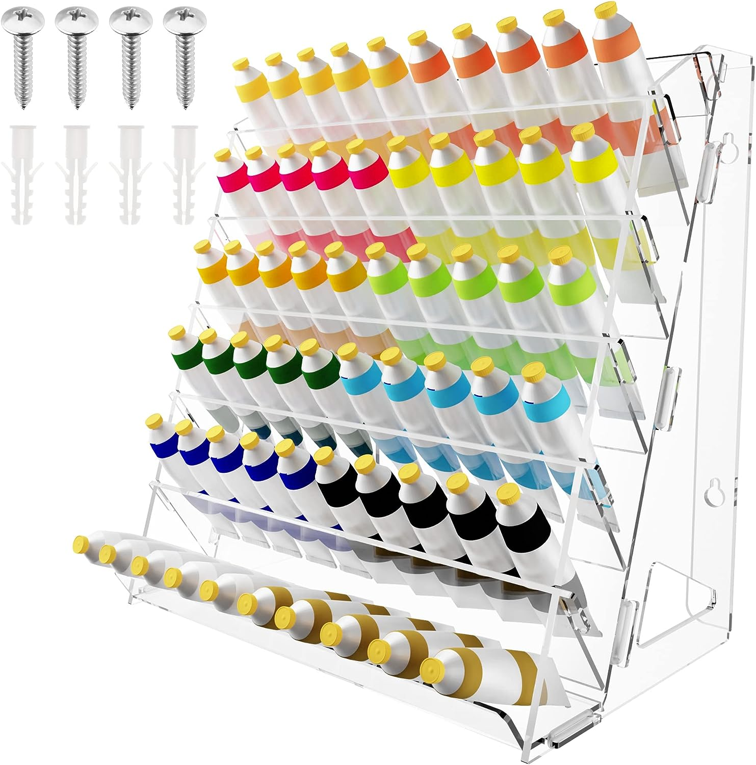 bespoke 6-tier clear acrylic paint organizer holder for art worker lucite paint storage rack