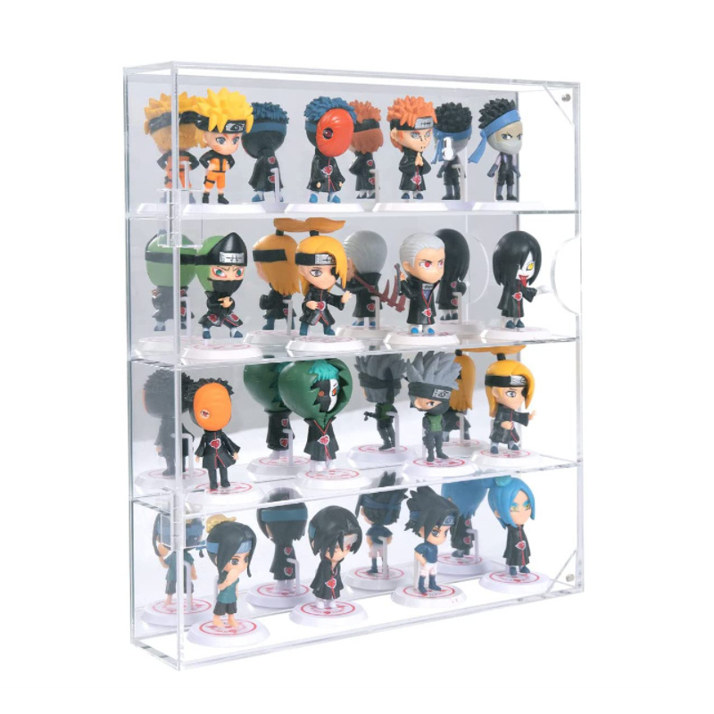 bespoke mirrored back clear acrylic locking figurine display case lucite funko pop showcase cabinet