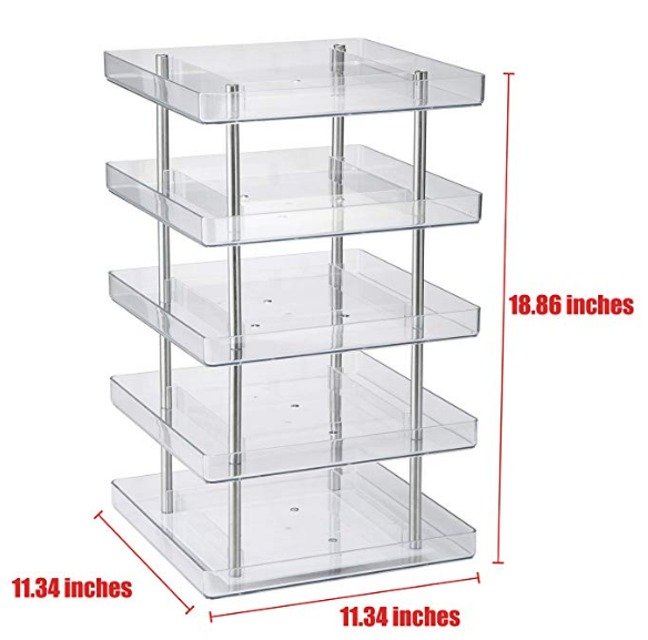 4 tier 360 rotation acrylic nail polish tower stand makeup lipstick organizer holder