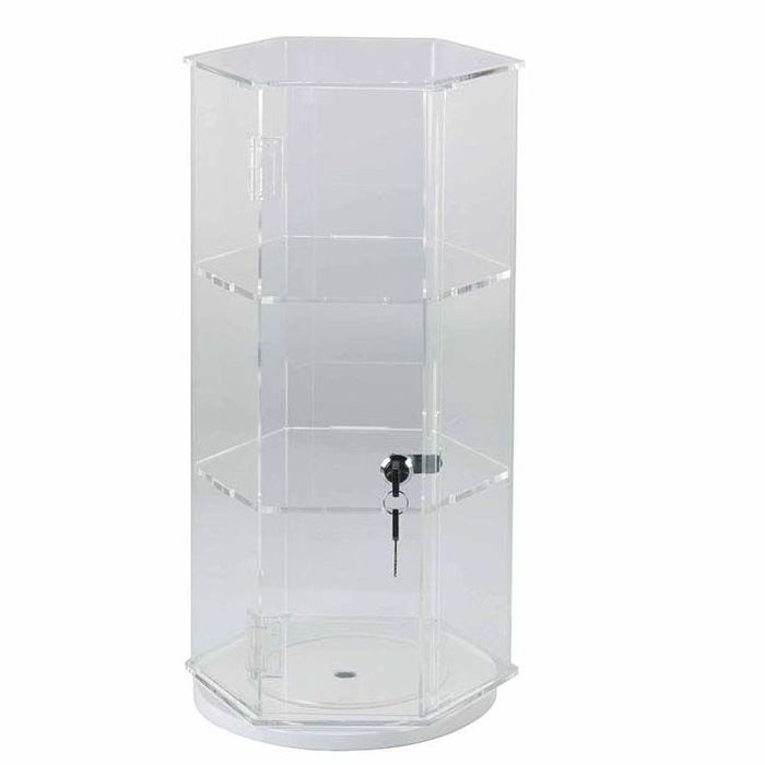 Countertop 360 Rotating Jewellery Display Cabinet with Lock and Key Acrylic Jewel Box