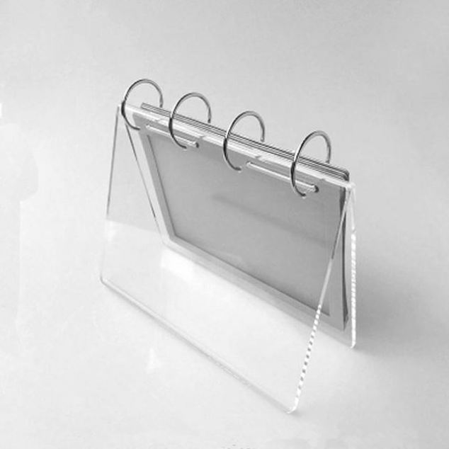 Acrylic Table Calendar Holder with 4 Iron Circles;Acrylic Desk Calendar Stand