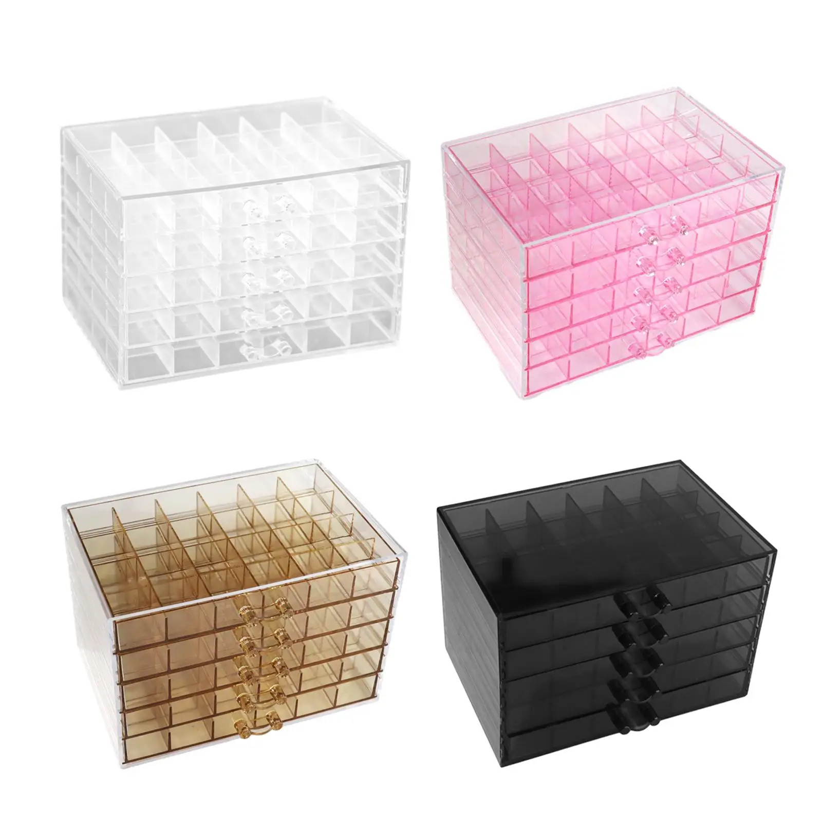 Detachable Acrylic Jewelry Organizer Box with 120 Grids Jewelry Display Stand Drawer Nail Tip Case Earring Necklace Storage Box