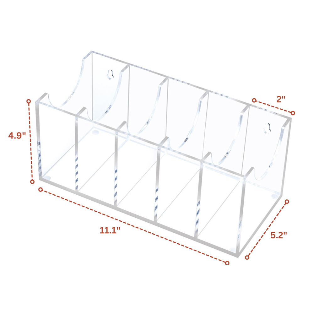 Wall Mount Acrylic Belt Organizer Holder with 5 Grid Belt Storage Box for Closet and Drawer for Belt Tie Watch Cosmetic