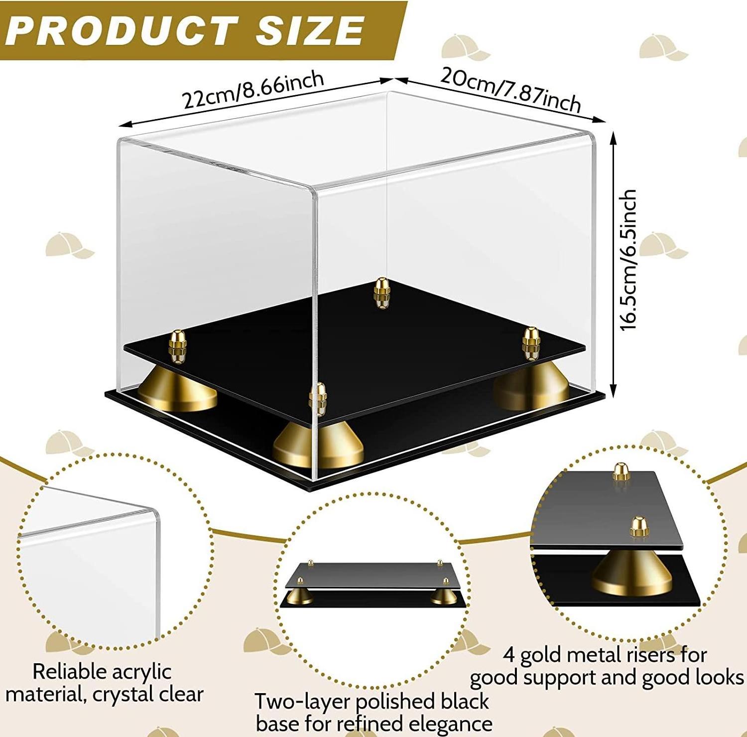 bespoke acrylic memorabilia sports hat display case lucite baseball box with gold riser