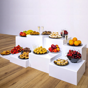 bespoke white acrylic display cube buffet stand set lucite event food riser for wedding party