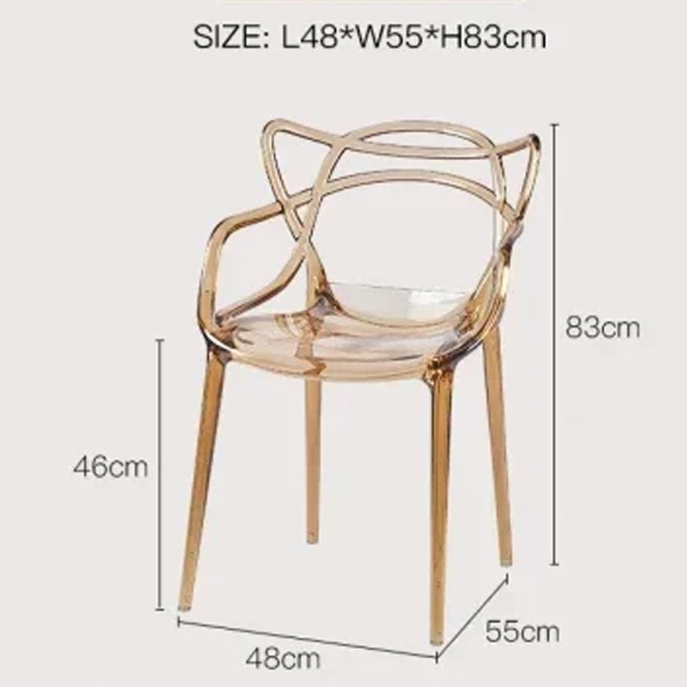 Plastic Gamer Dining Arm Chairs Acrylic Restaurant Hotel Dining Chairs White Relax Vintage Furniture Transparent Outdoor Clear