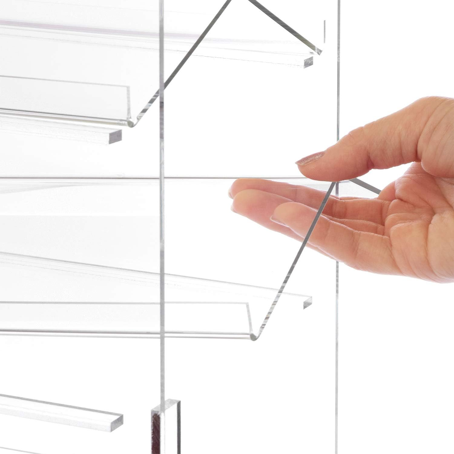 bespoke 360 rotating clear acrylic display showcase with 4 removable shelves lucite locking case