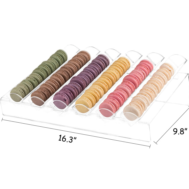 Clear Acrylic Macaron Display Tray Kitchen Donut Stand Cookie Display Holder with 6 Slots