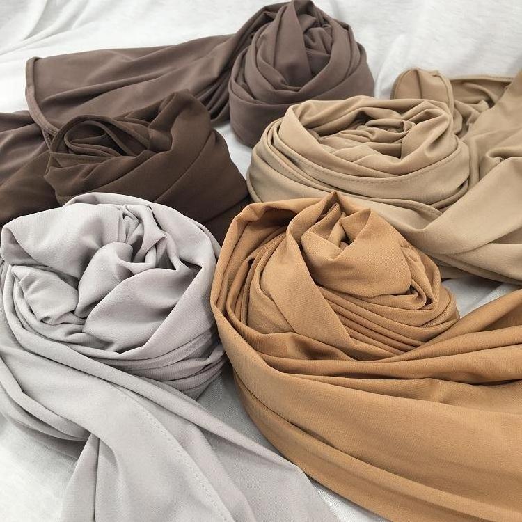 2022 Netherlands Hot Selling Jersey Scarf Muslim Hijab Long Solid Islamic Scarves For Women Hijabs