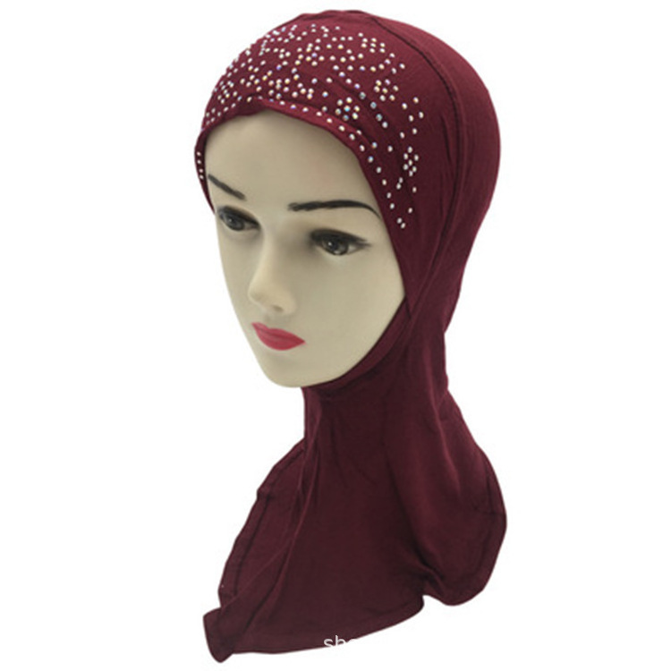 Amazon's New Hot Diamond Silky Cotton Beaded Muslim Hat,Headscarf,Inner Cap, Bonnet,Tube