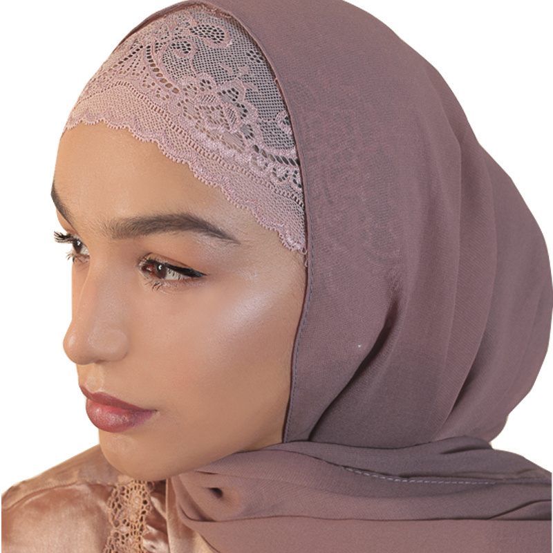 Stock 14 Colors Muslim Inner Hijab Islamic Tube Caps Fashion Women Lace Hijab Underscarf Caps