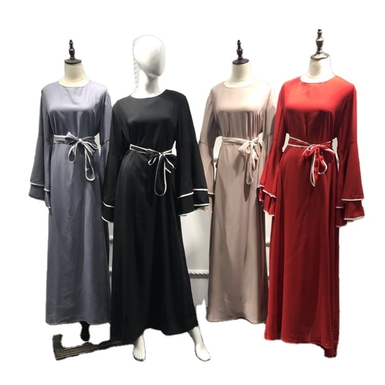 2020 Spring fashion Turkish Mideast Dubai dresses double flared sleeves Dubai Muslim clothing robes dress for women