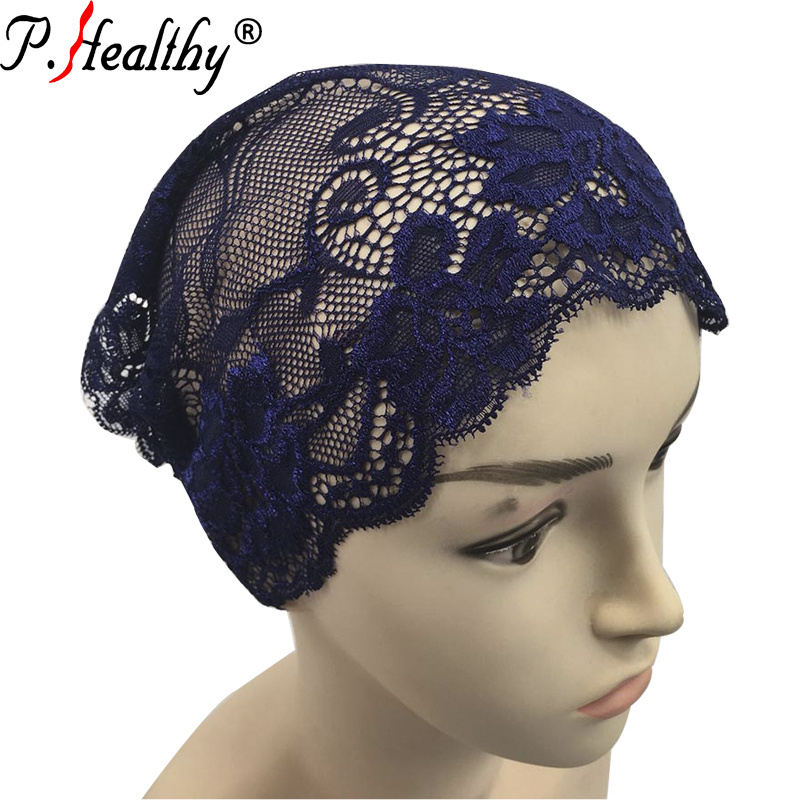 Stock 14 Colors Muslim Inner Hijab Islamic Tube Caps Fashion Women Lace Hijab Underscarf Caps