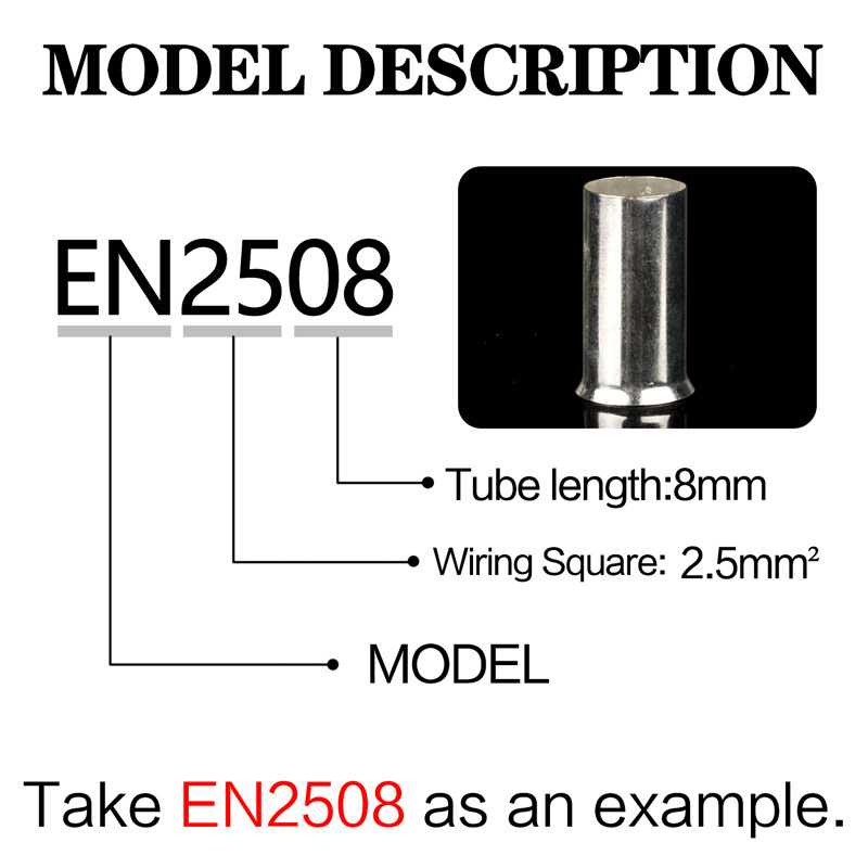 CHFRPU EN long ring bare copper tube end crimping terminal Non-insulated naked cable lug ferrule type butt wire Connector