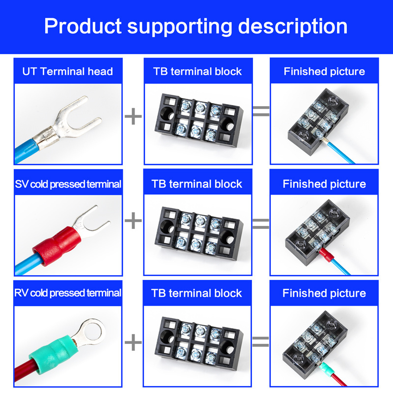 15A 3P 600V double row screw 20-16 AWG Brass conductor terminal TB1503 fixed type terminal block