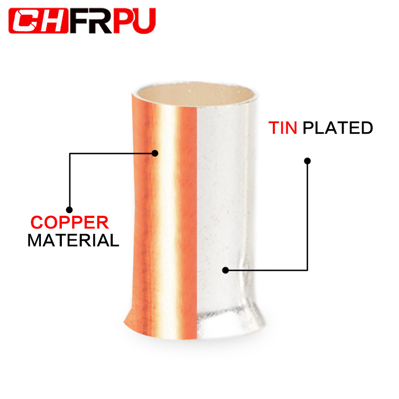 CHFRPU EN long ring bare copper tube end crimping terminal Non-insulated naked cable lug ferrule type butt wire Connector