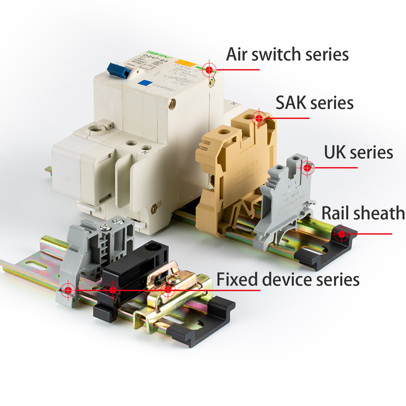 CHFRPU High Quality Din Rail 35MM Width 7.5MM Height Stainless steel of 1 or 2 Meter M4 M6 Fixed hole Industrial Steel Din Rail