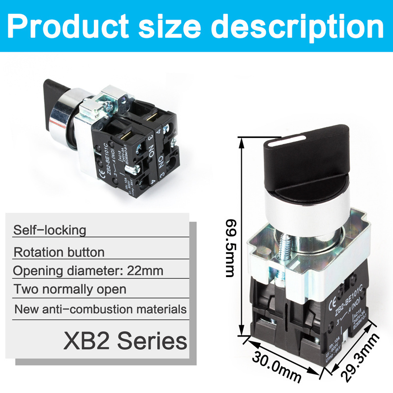 High quality XB2 indicator selector rotary push button switch two gears or three gears 3 position self-locking knob switch