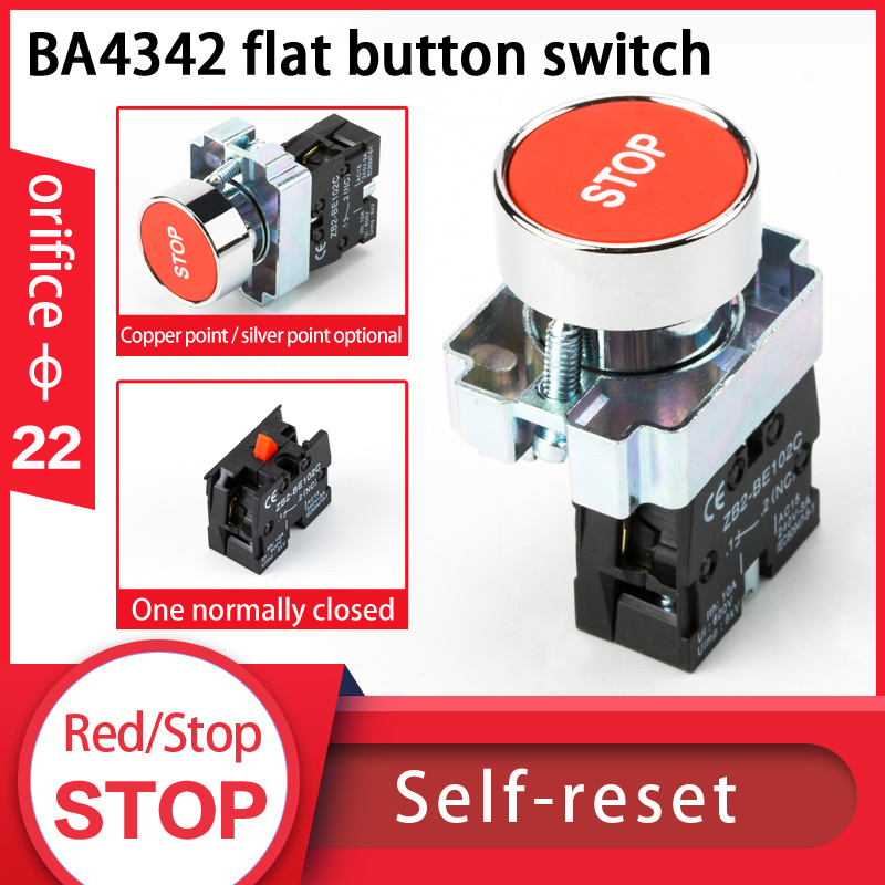 XB2 22mm Momentary push button switch XB2-BA flat self-reset start stop buttons